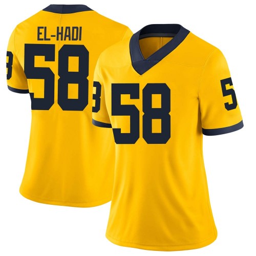 Giovanni El-Hadi Michigan Wolverines Women's NCAA #58 Maize Limited Brand Jordan College Stitched Football Jersey VJO2354HV